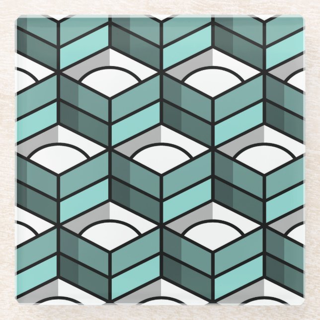 Posavasos De Vidrio Patrón 3dimensional de escalado de Guay Stair (Anverso)