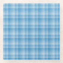 Posavasos De Vidrio Patrón abstracto de cuadros azules y blancos