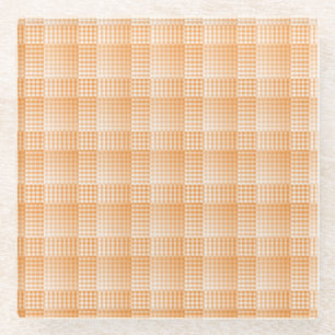 Posavasos De Vidrio Patrón abstracto de cuadros naranjas y blancos