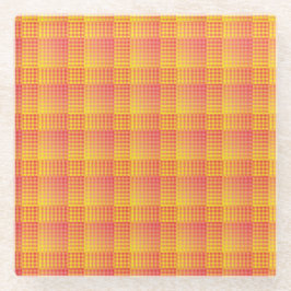Posavasos De Vidrio Patrón abstracto de cuadros rojos y amarillos