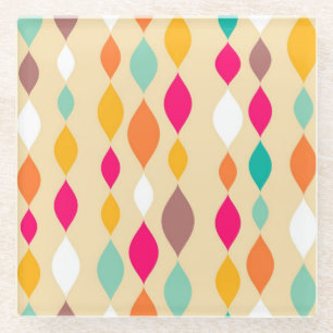 Posavasos De Vidrio Patrón abstracto de estilo retro