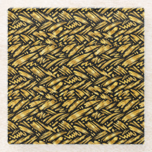 Posavasos De Vidrio Patrón abstracto de lámina de oro