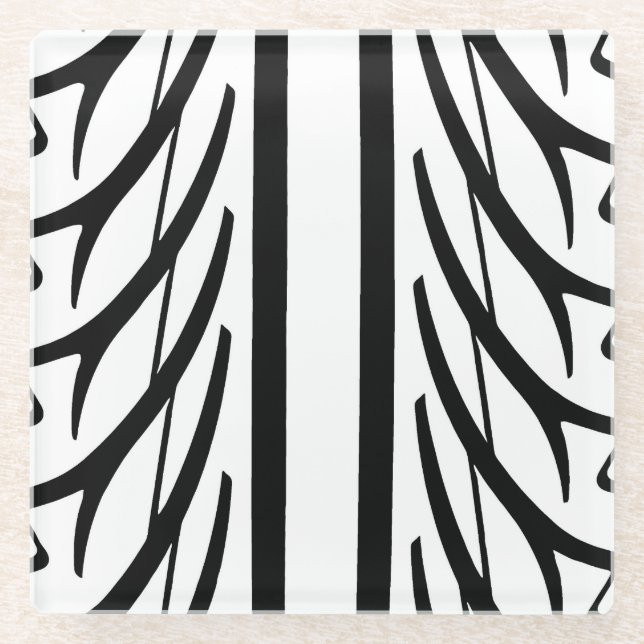 Posavasos De Vidrio Patrón abstracto de textura de neumáticos en blanc (Anverso)