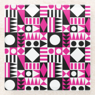 Posavasos De Vidrio Patrón abstracto moderno de mediados de siglo.