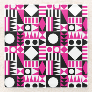 Posavasos De Vidrio Patrón abstracto moderno de mediados de siglo.