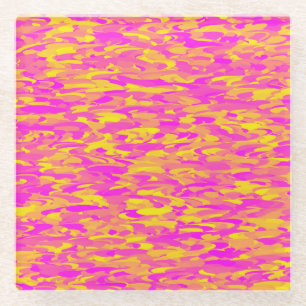 Posavasos De Vidrio Patrón abstracto Naranja amarillo rosado
