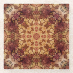 Posavasos De Vidrio Patrón Art Nouveau geométrico, ornamental.