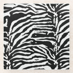 Posavasos De Vidrio Patrón artístico negro y blanco de camuflaje cebra