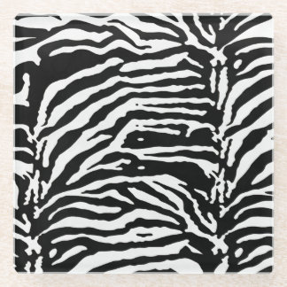 Posavasos De Vidrio Patrón artístico negro y blanco de camuflaje cebra