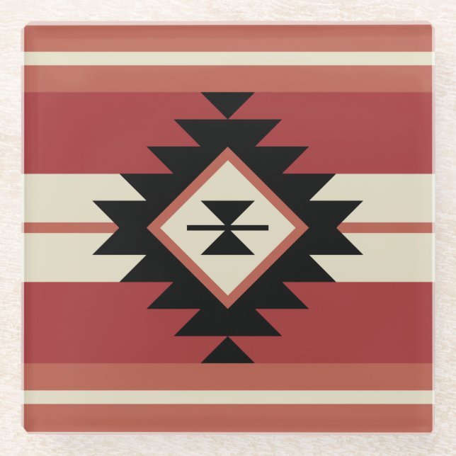 Posavasos De Vidrio Patrón azteca (Anverso)