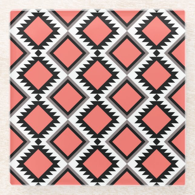 Posavasos De Vidrio Patrón azteca (Anverso)
