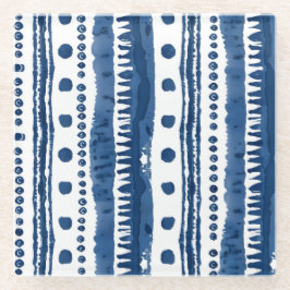 Posavasos De Vidrio Patrón blanco y azul de Sashiko