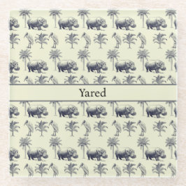 Posavasos De Vidrio Patrón botánico del río Nilo, personalizado