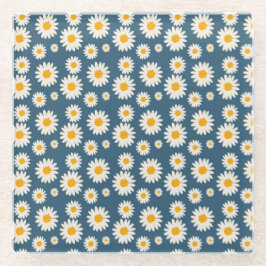 Posavasos De Vidrio Patrón botánico floral de margarita