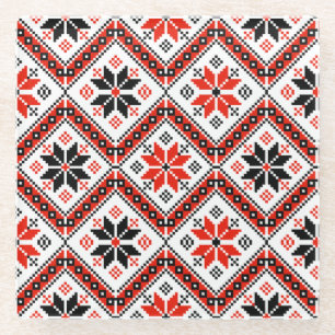 Posavasos De Vidrio Patrón búlgaro de flores