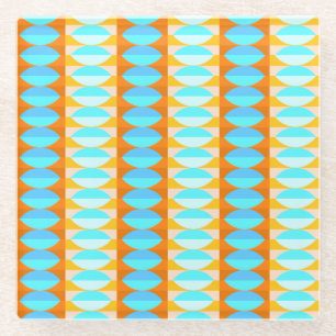Posavasos De Vidrio Patrón colorido turquesa azul naranja amarillo
