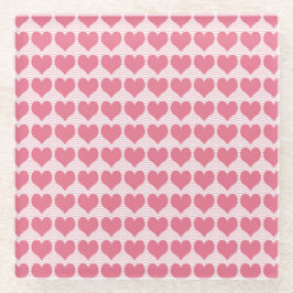 Posavasos De Vidrio Patrón continuo de corazones rosas