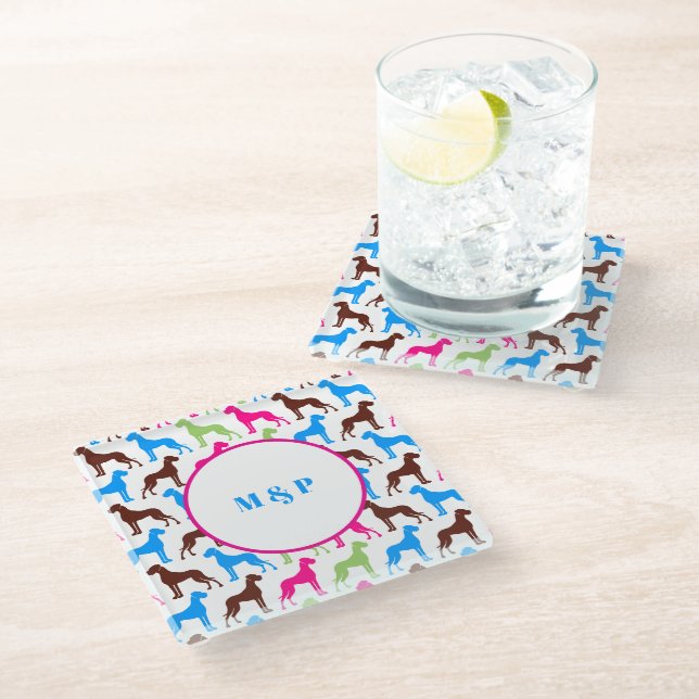 Posavasos De Vidrio patrón continuo de Gran Danés (Angular)