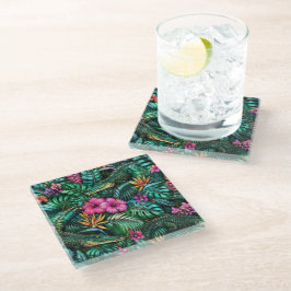 Posavasos De Vidrio Patrón continuo de superficie de sueños de jungla