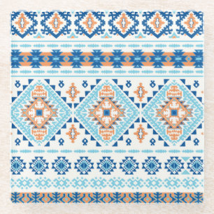 Posavasos De Vidrio Patrón de Adorno de Alfombra Tribal India