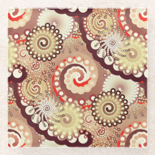 Posavasos De Vidrio Patrón de agitación fractal, chocolate y crema