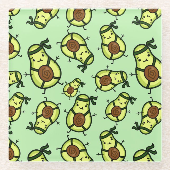 Posavasos De Vidrio Patrón de aguacate (Anverso)