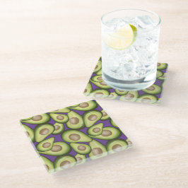 Posavasos De Vidrio Patrón de aguacate vegan de corte fresco Gourmet