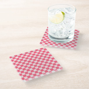 Posavasos De Vidrio patrón de ajedrezado de sorbete de flamenco