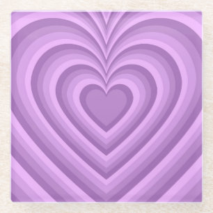 Posavasos De Vidrio Patrón de amor del corazón hipnótico púrpura