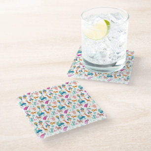 Posavasos De Vidrio Patrón de animales de la jungla, suave y colorido