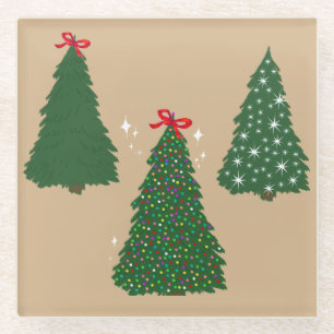 Posavasos De Vidrio Patrón de árbol de Navidad de Tan festivo