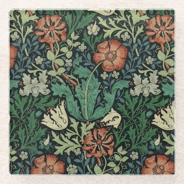 Posavasos De Vidrio Patrón de Art Nouveau floral William Morris Compto (Anverso)