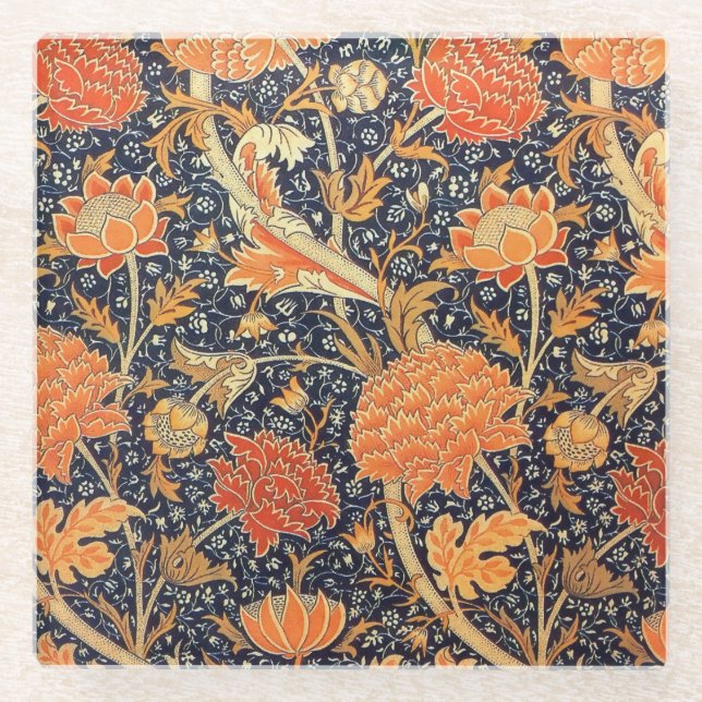 Posavasos De Vidrio Patrón de Art Nouveau floral William Morris Cray (Anverso)