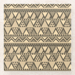 Posavasos De Vidrio Patrón de arte tribal simple marrón
