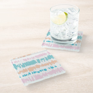 Posavasos De Vidrio Patrón de Batik Pastel