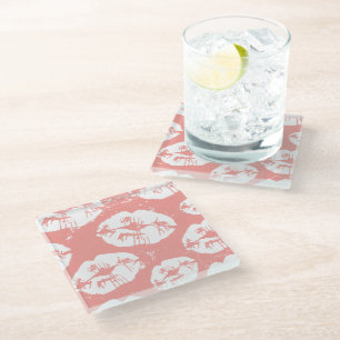 Posavasos De Vidrio patrón de beso