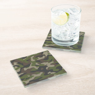Posavasos De Vidrio Patrón de camuflaje verde