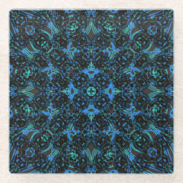 Posavasos De Vidrio Patrón de capas de las cadenas de diamantes azul y