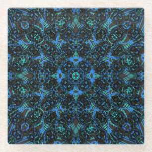 Posavasos De Vidrio Patrón de capas de las cadenas de diamantes azul y