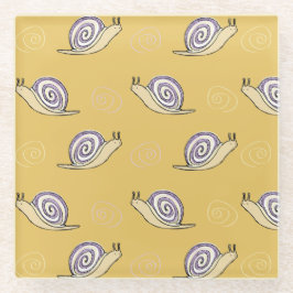 Posavasos De Vidrio Patrón de caracoles y remolinos ilustrados