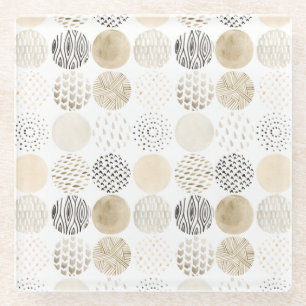Posavasos De Vidrio Patrón de círculo neutro abstracto