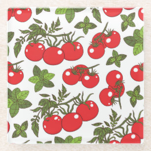Posavasos De Vidrio Patrón de cocina sin soldadura de Tomato Basil
