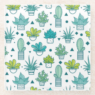 Posavasos De Vidrio Patrón de color de agua verde y azul