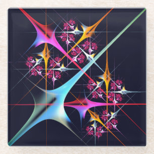 Posavasos De Vidrio Patrón de color de arte de color rosa floral moder