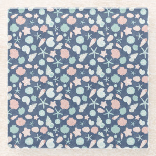 Posavasos De Vidrio patrón de conchas marinas