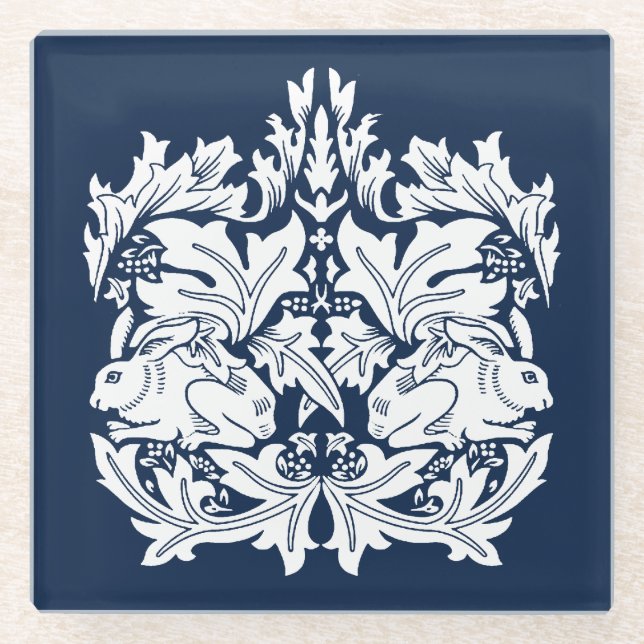 Posavasos De Vidrio Patrón de conejo William Morris Brer (Anverso)