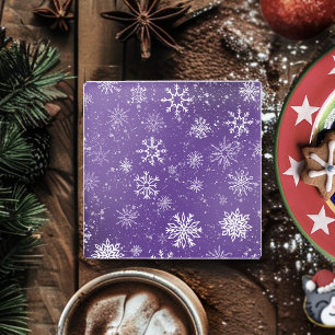 Posavasos De Vidrio Patrón de copos de nieve púrpura Magia de vacacion