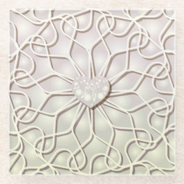 Posavasos De Vidrio Patrón de corazón de amor de oro Rosa geométrico