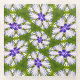 Posavasos De Vidrio Patrón de cornflores blancas