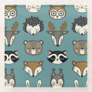 Posavasos De Vidrio Patrón de cosecha de animales de bosque